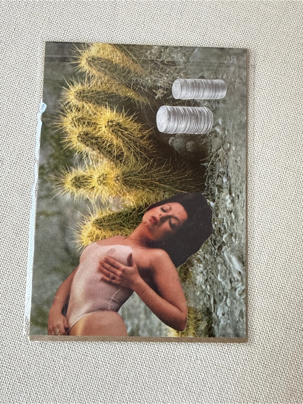 Source Unknown Collage Art - Yellow, Brown & Green